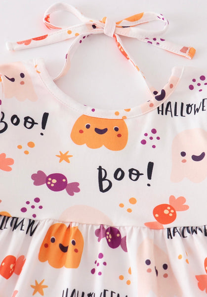 Halloween Pumpkin Candy Print Girl Set