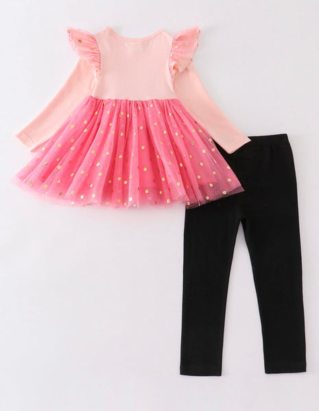 Pink “Spooky” Girls Ruffle Outfit Set