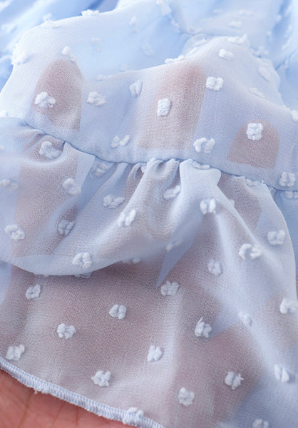 Blue Swiss Dot Floral Print Dress