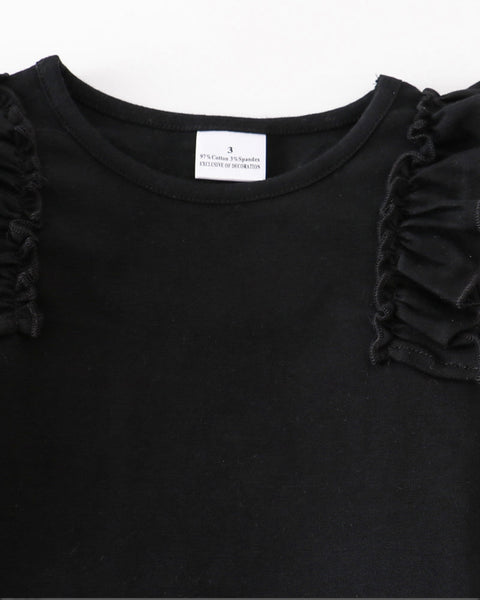 Girls Fashionista Black Ruffle Plaid Skirt Set