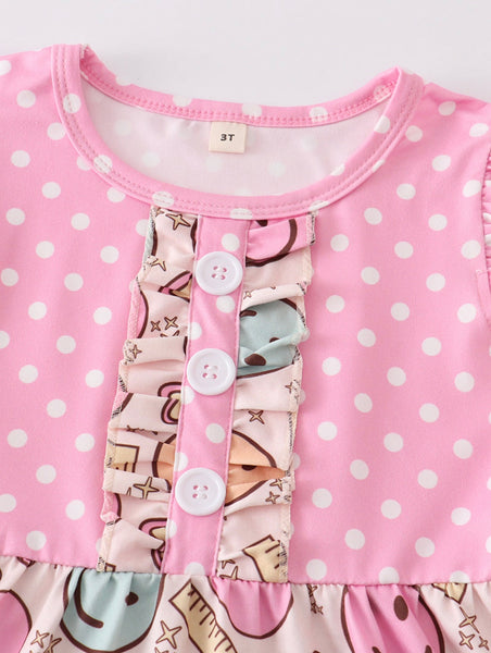 Pink Smiley Face Back To School Twirl Dress