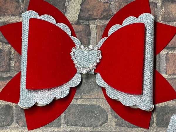 Red Velvet & Sparkle Valentines Day Hair Bows Set! (2 Bows In 1 Set)BeChicBabyBoutique