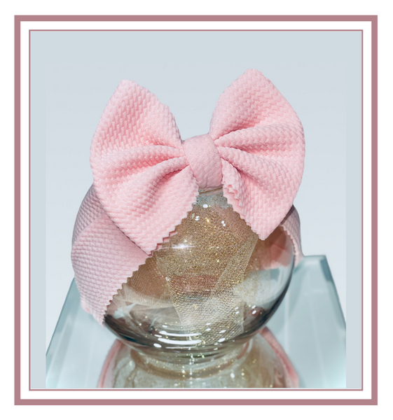 Baby Head Wrap Hair Bow In Super Soft Textured Liverpool Bullet Fabric - LIGHT PINKBeChicBabyBoutique