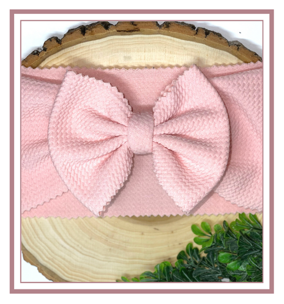 Baby Head Wrap Hair Bow In Super Soft Textured Liverpool Bullet Fabric - LIGHT PINKBeChicBabyBoutique