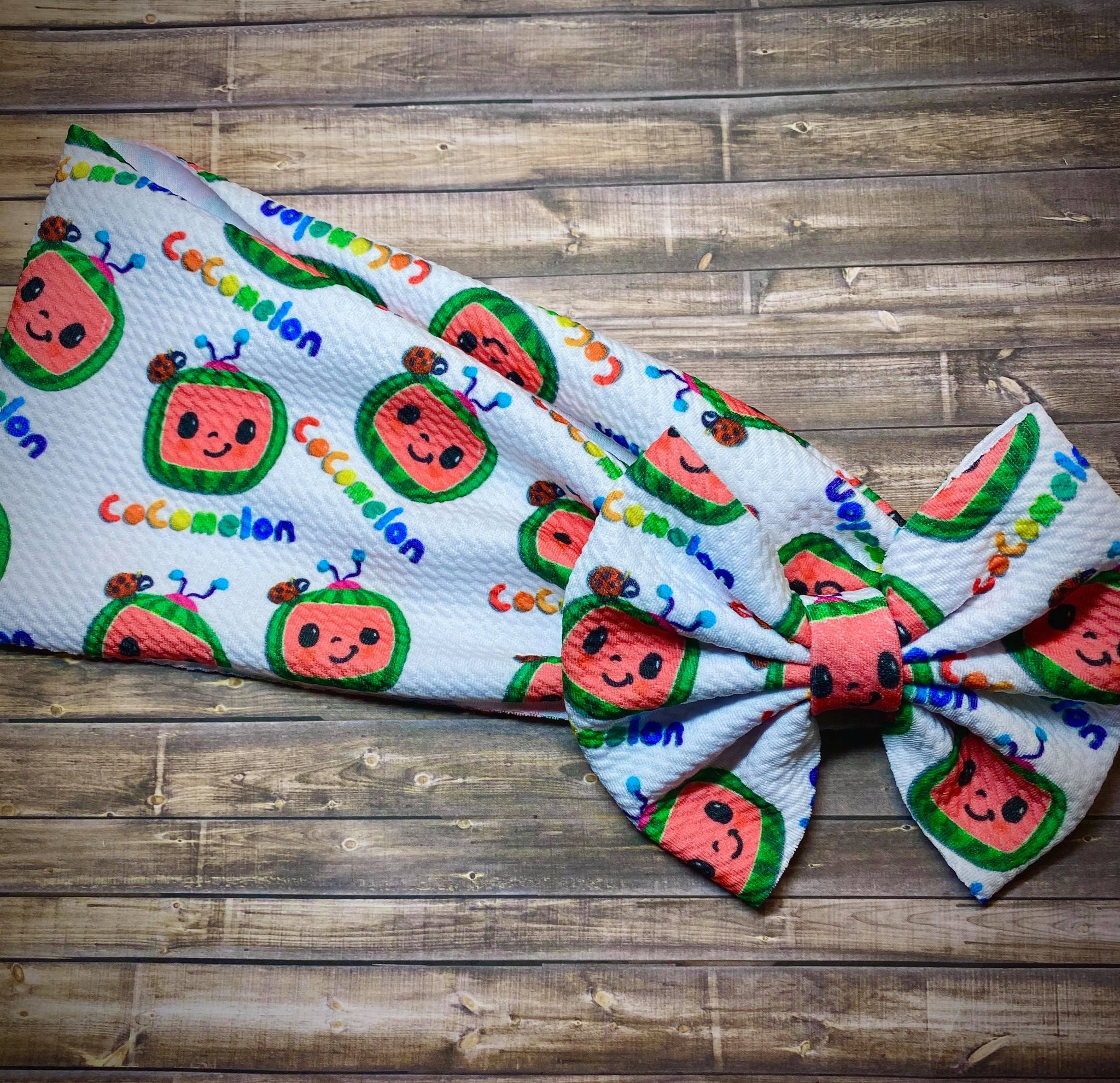 Melon Baby Head Wrap Bow In Soft Liverpool Bullet FabricBeChicBabyBoutique