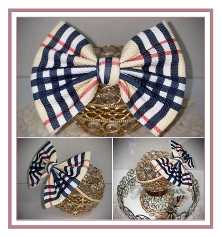 Fashion Hair Bow In Classic Plaid Liverpool Fabric!BeChicBabyBoutique