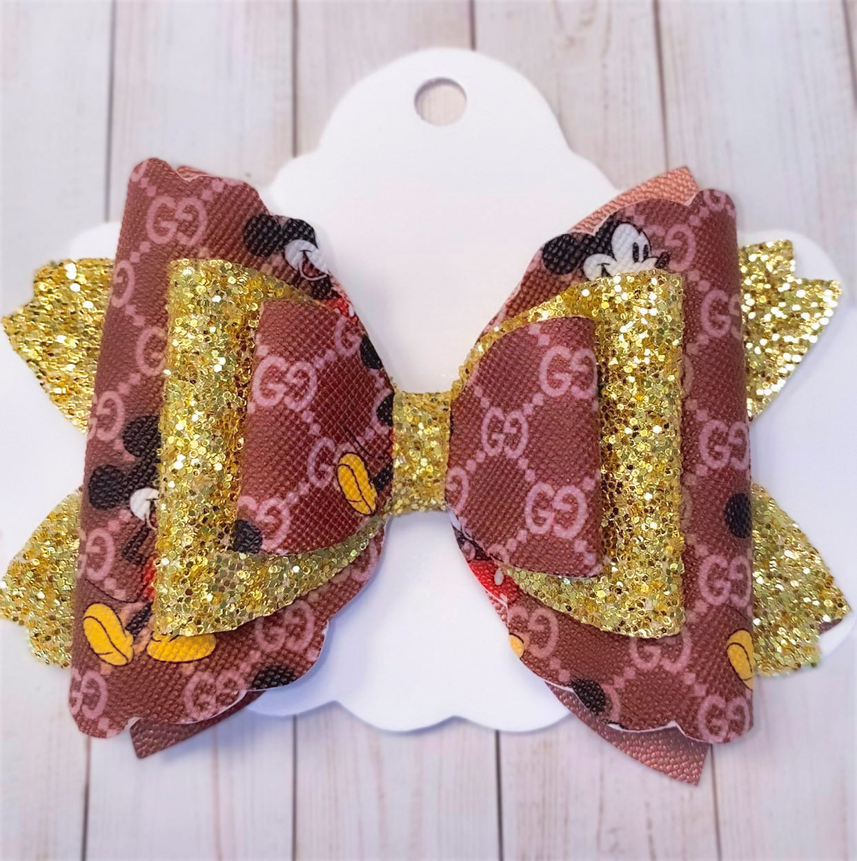 Fashion Faux Leather Hair Bow / Layered BowBeChicBabyBoutique