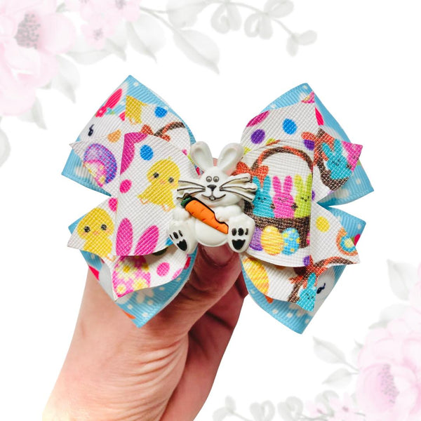 Girls Layered Easter Bunny Hair Bow