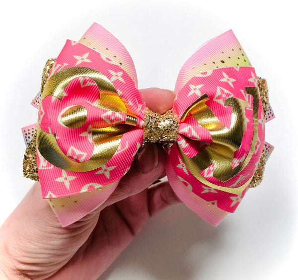 Pretty In Pink Fashion Hairbow - Stacked