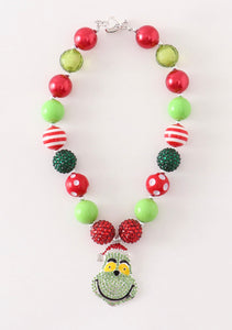 Christmas Grinch Bubblegum Beads Necklace #2