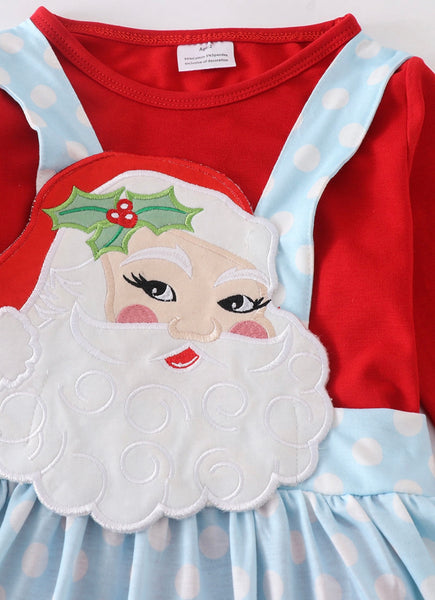 Red Santa Claus Applique Dress Set