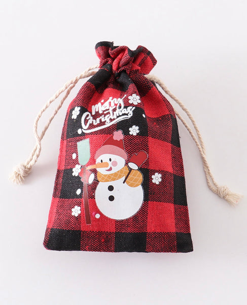 Custom Red Black Plaid Christmas Small Gift Bag