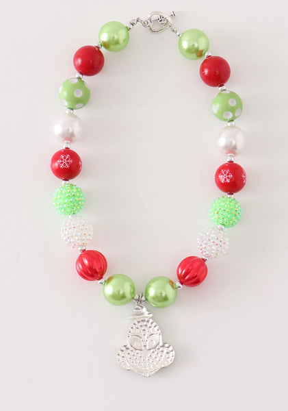 Christmas Grinch Bubblegum Beads Necklace