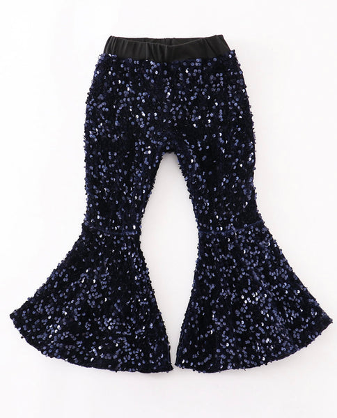 Girls Navy Blue Sequins Boutique Pants