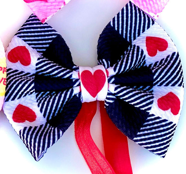 Valentines Day Bullet Fabric Hair Bows!BeChicBabyBoutique