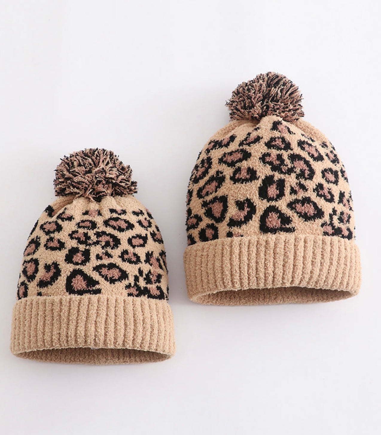Leopard Pom Pom Beanie Hat