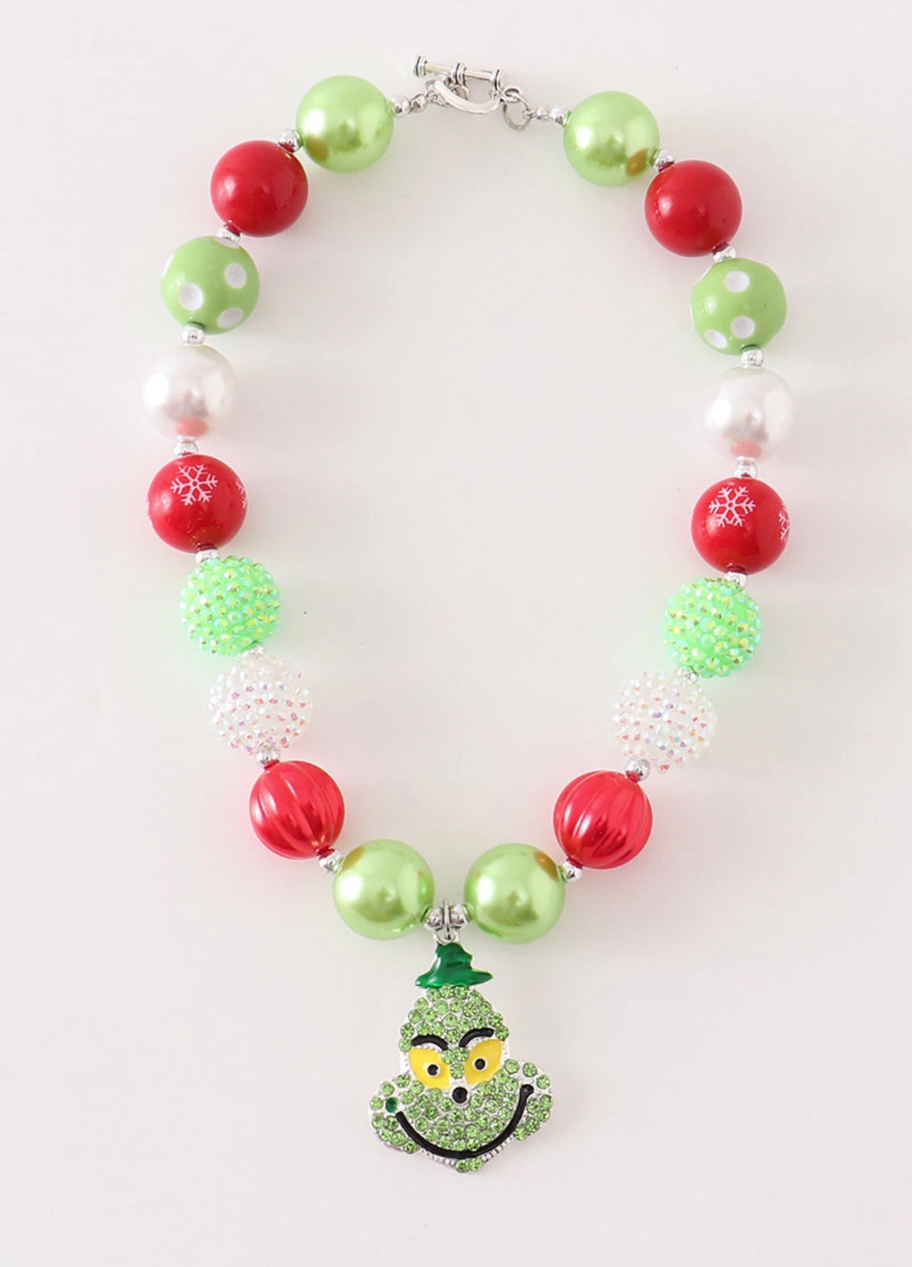 Christmas Grinch Bubblegum Beads Necklace