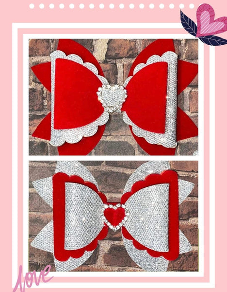 Red Velvet & Sparkle Valentines Day Hair Bows Set! (2 Bows In 1 Set)BeChicBabyBoutique