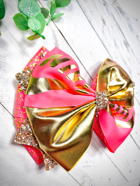 Hot Pink & Gold Fashion Hairbow!